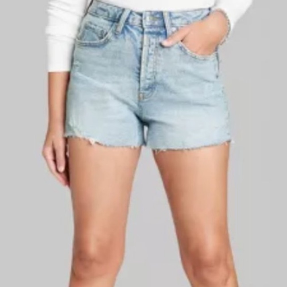 Wild Fable Light Wash High Rise Jean Shorts Curvy Cutoff Distressed Women 10 New